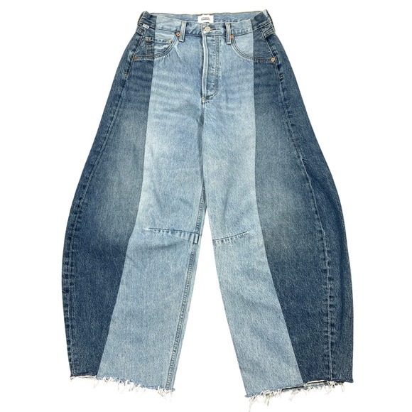 Citizens of Humanity Pieced Horseshoe Wide Leg Jeans Sz 26" Barrel Fracture Wash - Picture 2 of 15